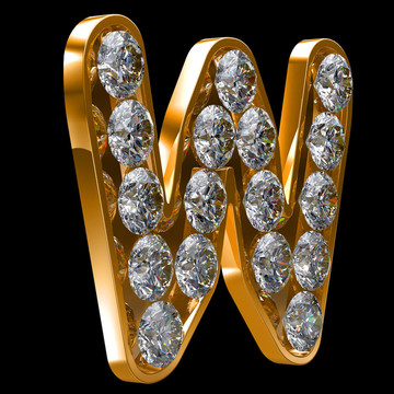 金色的W字母鑲嵌鉆石