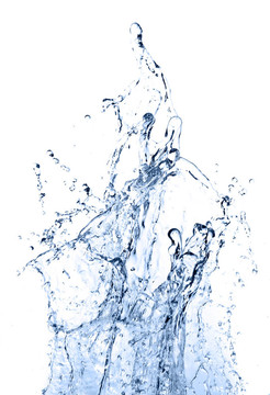 水濺在白色背景上