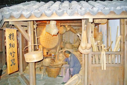 竹器 竹編店 民俗蠟像