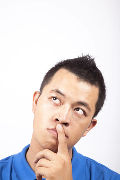 年輕人的思想-肖像孤立在白色