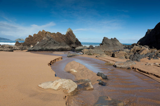 海灘Laga；Ibarrangelu；Bizkaia；西班牙