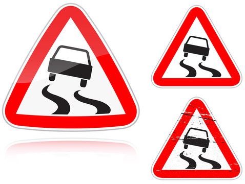 變異一個(gè)濕滑的道路-道路標(biāo)志