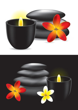 溫泉石；花和蠟燭