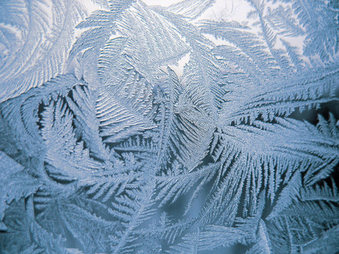 冬季窗上的雪紋