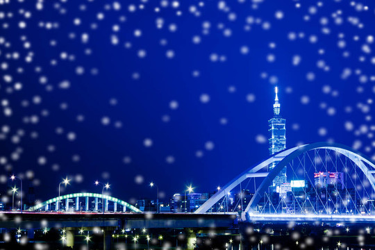 臺(tái)北市的Taiw夜景；