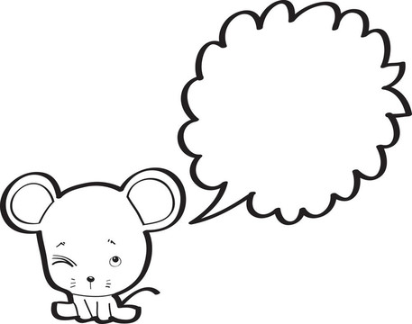 帶有語音泡泡卡通的老鼠