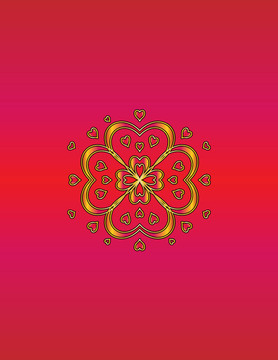 一個(gè)紅色圖案上的金色圖案