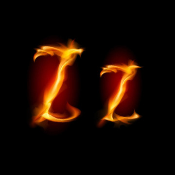 火熱的字體。字母Z