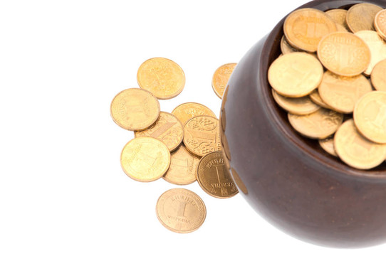 金屬貨幣的陶瓷壺
