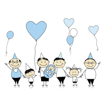 生日快樂；有孩子的大家庭；新生嬰兒