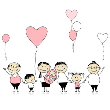 生日快樂；有孩子的大家庭；新生嬰兒