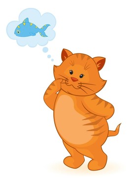 卡通小貓和魚