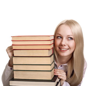 友善的大學(xué)女生與書籍孤立