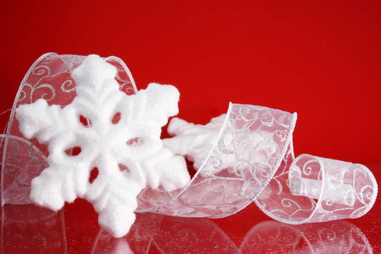 白色雪花帶絲帶