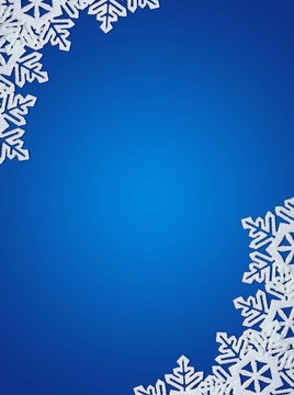 藍(lán)色背景與雪花邊框。空間的文字