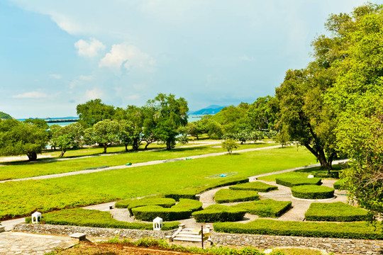 在公園里散步
