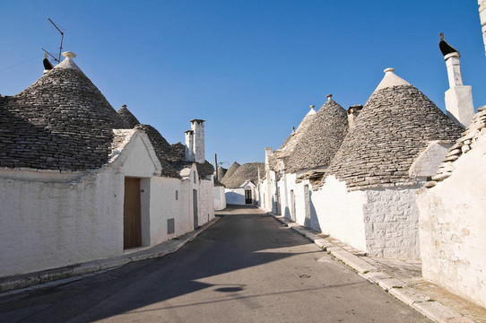 Alberobello s Trulli。普利亞。意大利.