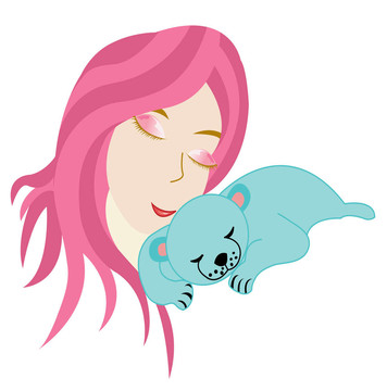 一個(gè)女孩睡覺的插圖
