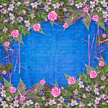 用花香花束書寫抽象背景