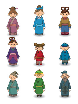 卡通中國(guó)人圖標(biāo)集