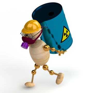 具有放射性廢物的3D木頭人