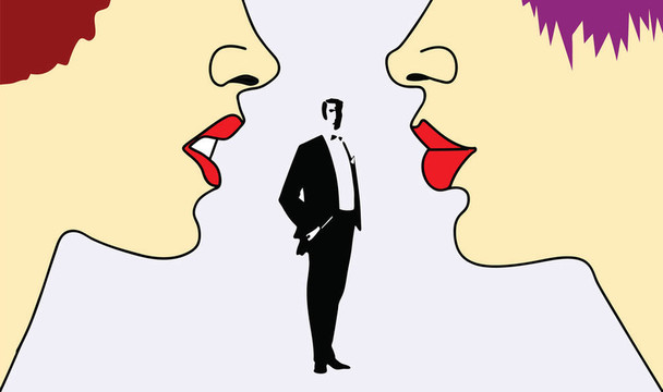 兩個女人在白色背景剪影