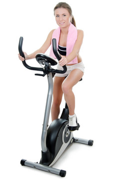 這個女孩是從事一個velosimulator