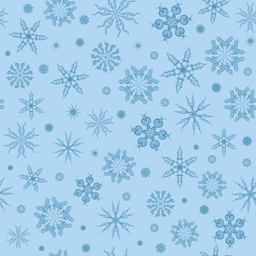 藍(lán)色背景上的白色雪花。