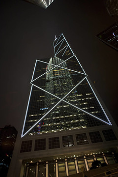 夜間摩天大樓的立面