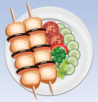 烤雞肉和蔬菜