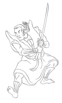 用刀戰(zhàn)斗姿態(tài)Samurai warrior