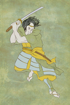 用刀戰(zhàn)斗姿態(tài)Samurai warrior