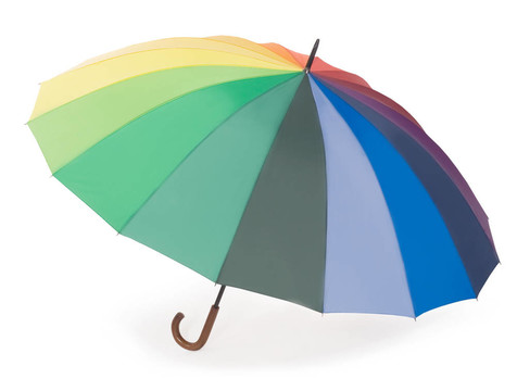 白色背景上的彩色雨傘