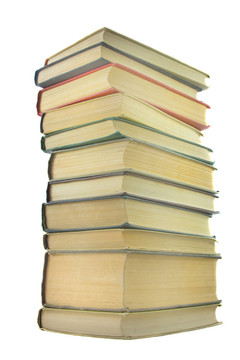 白色背景下的書籍堆疊