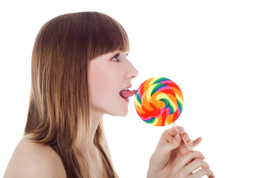 用彩色棒棒糖金發(fā)快樂明亮的畫面