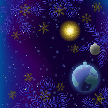 圣誕背景；太空雪