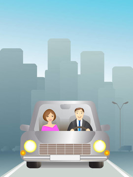 城市道路上的男人和女人