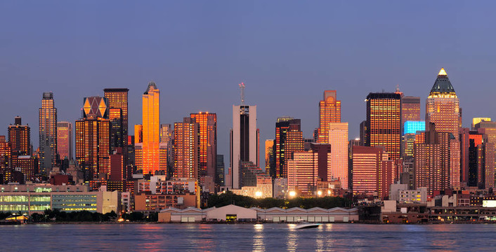 紐約市曼哈頓日落全景