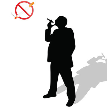 男子看禁煙標(biāo)志圖