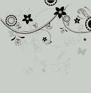 抽象花卉插圖。