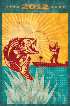 釣魚(yú)海報(bào)月歷2012大口黑鱸