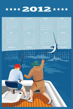 2012藍(lán)馬林魚(yú)捕魚(yú)海報(bào)月歷