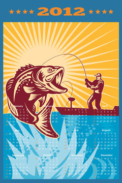 釣魚(yú)海報(bào)月歷2012大口黑鱸