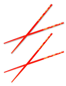 一對紅色筷子夾在白色與剪輯路徑包括