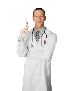 年輕的醫(yī)生用聽診器的人