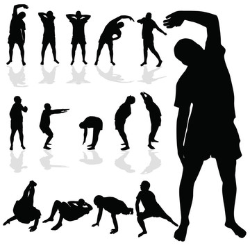 體操男子黑色剪影