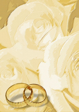 帶兩個(gè)戒指或帶的黃色結(jié)婚戒指