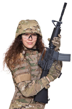 漂亮的陸軍女孩步槍