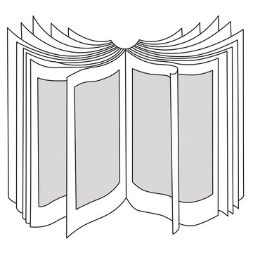 開(kāi)在白色背景的書(shū)的剪影