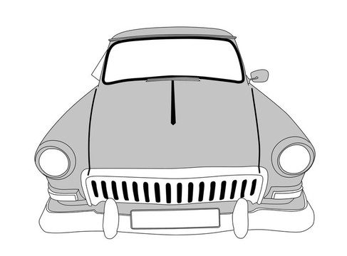 白色背景上的復古車
